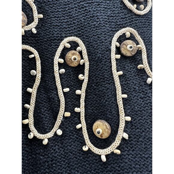 IB Diffusion Womens Sweater Size Large Black Textured Beaded Knit Vintage - Picture 3 of 12